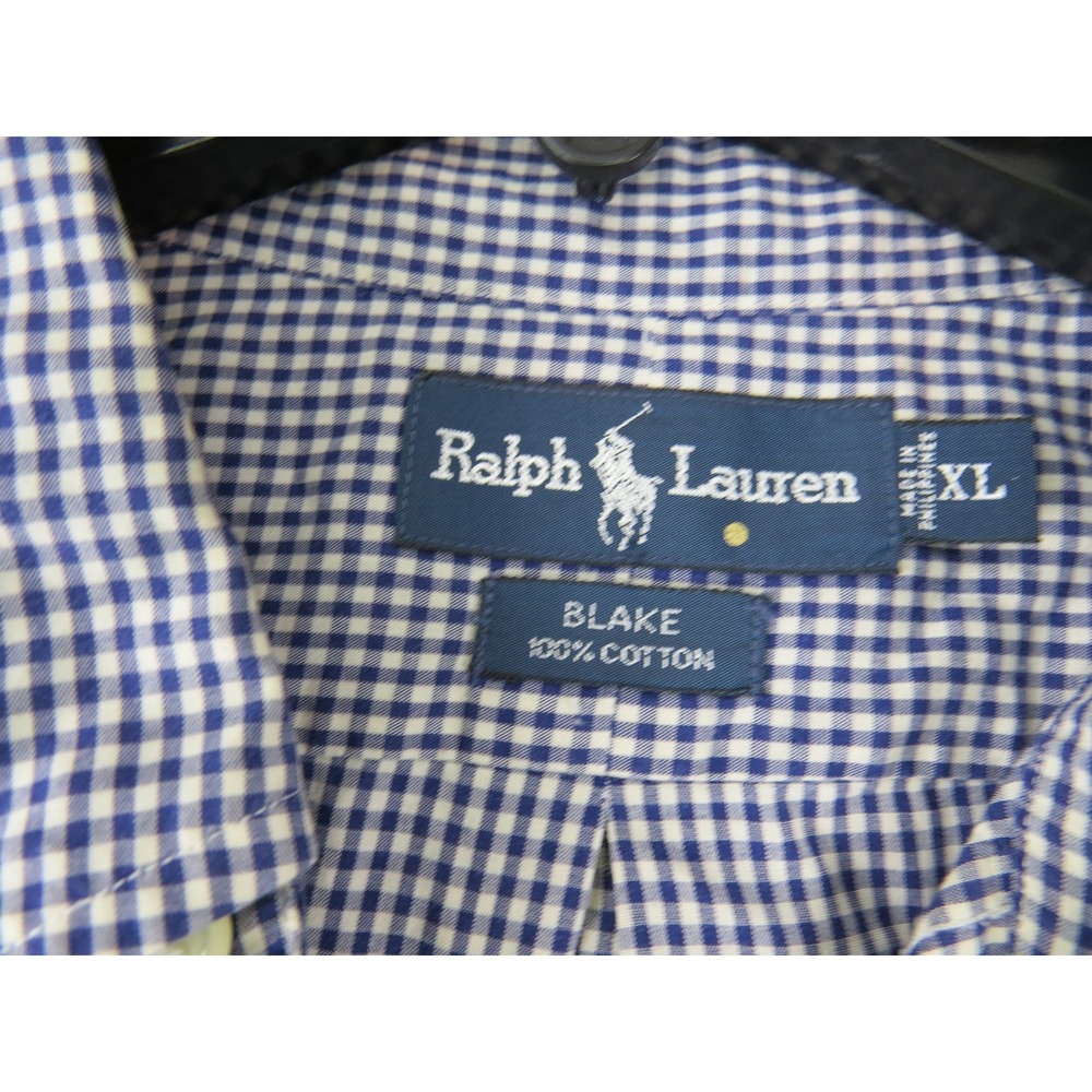 Ralph Lauren Blake Gingham Dress Shirt Mens XL Blue White Button Down - Picture 3 of 8